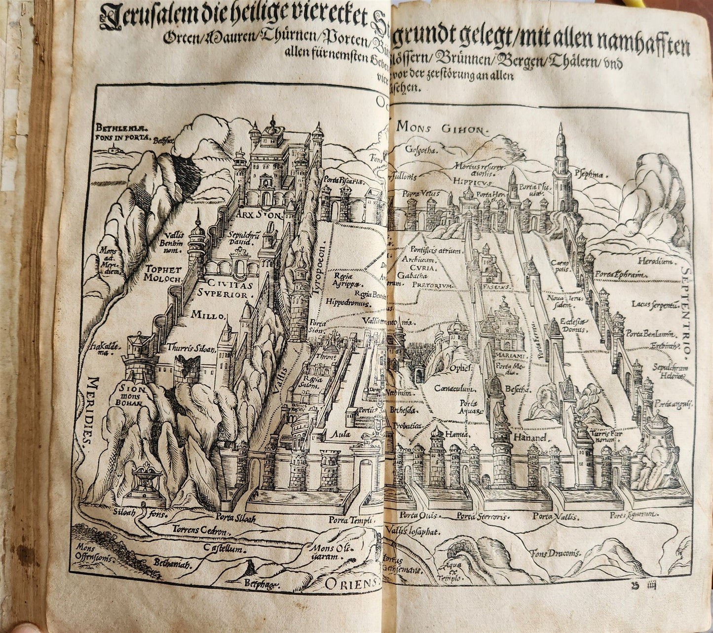 1563 JERUSALEM ANCIENT CAPITAL of JEWS antique ILLUSTRATED FOLIO in GERMAN