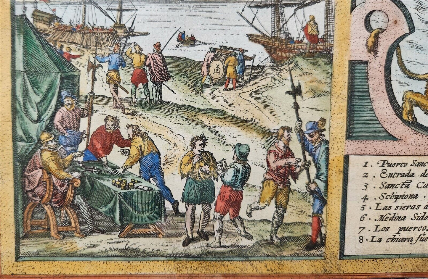 1600s ENGRAVED MAP of CADIZ SPAIN antique GADES AB OCCIDUIS INSULAE PARTIBUS