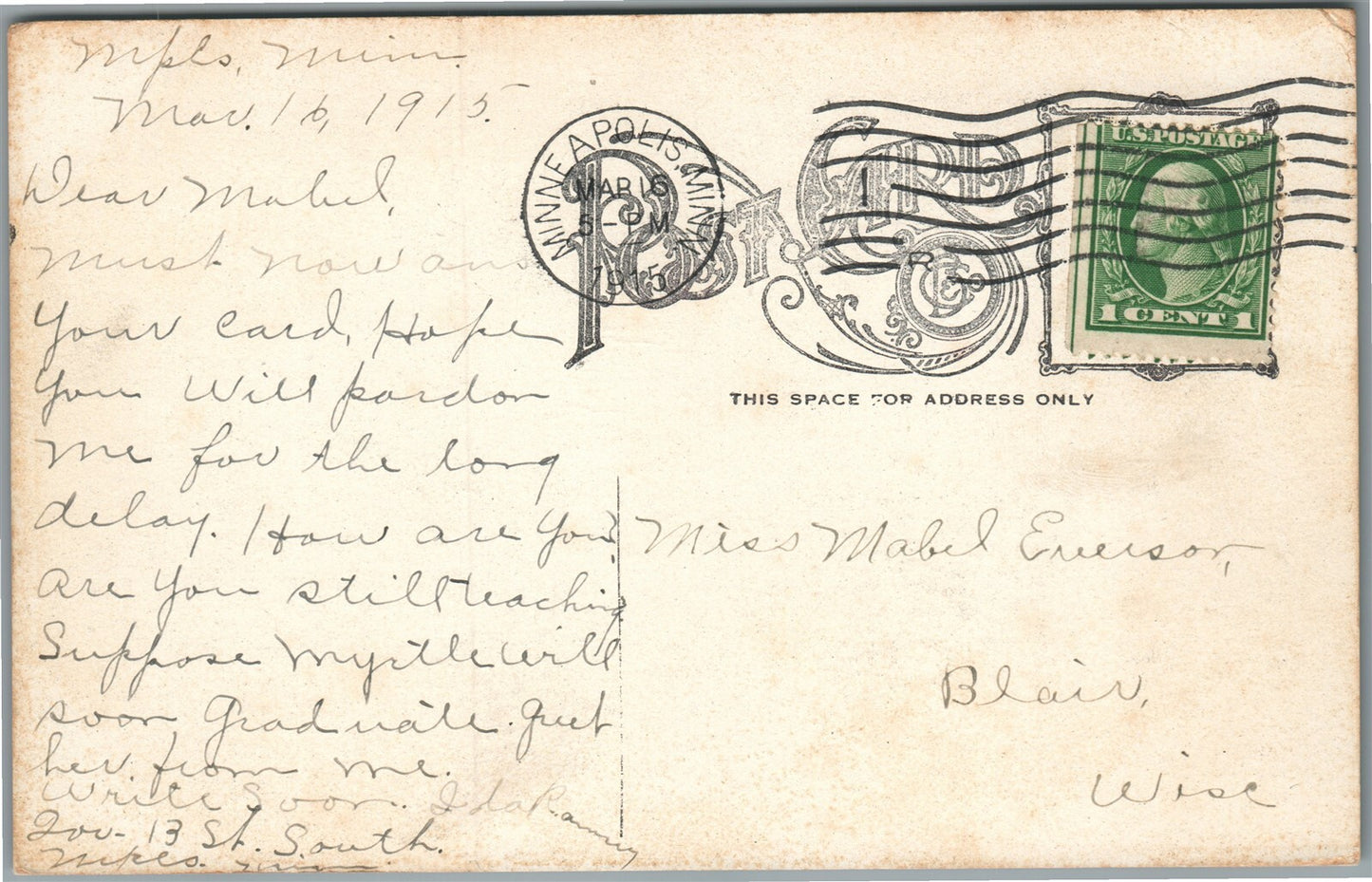 GALESVILLE WI ALLEN STREET ANTIQUE POSTCARD