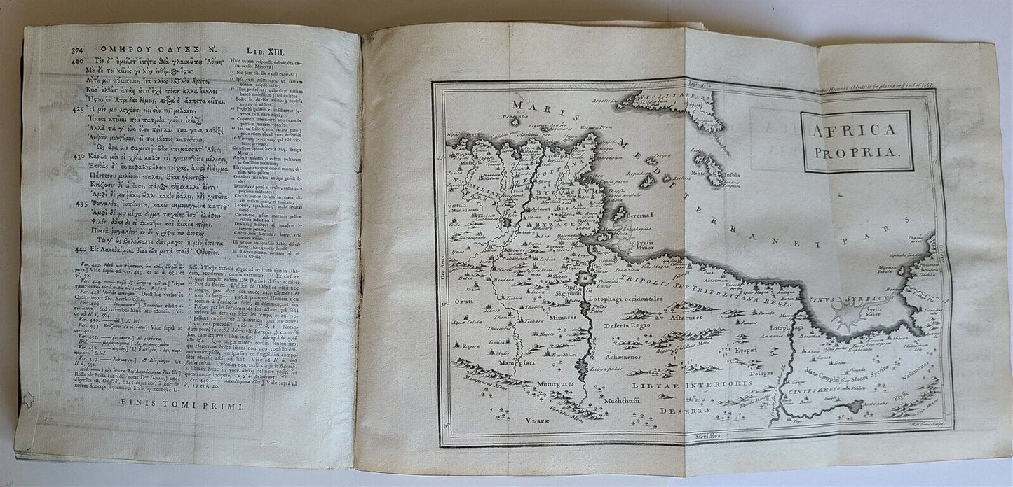 1729-1740 HOMER ILIAS & ODDYSEA 2 VOLUMES antique w/ MAPS LATIN & GREEK TEXT