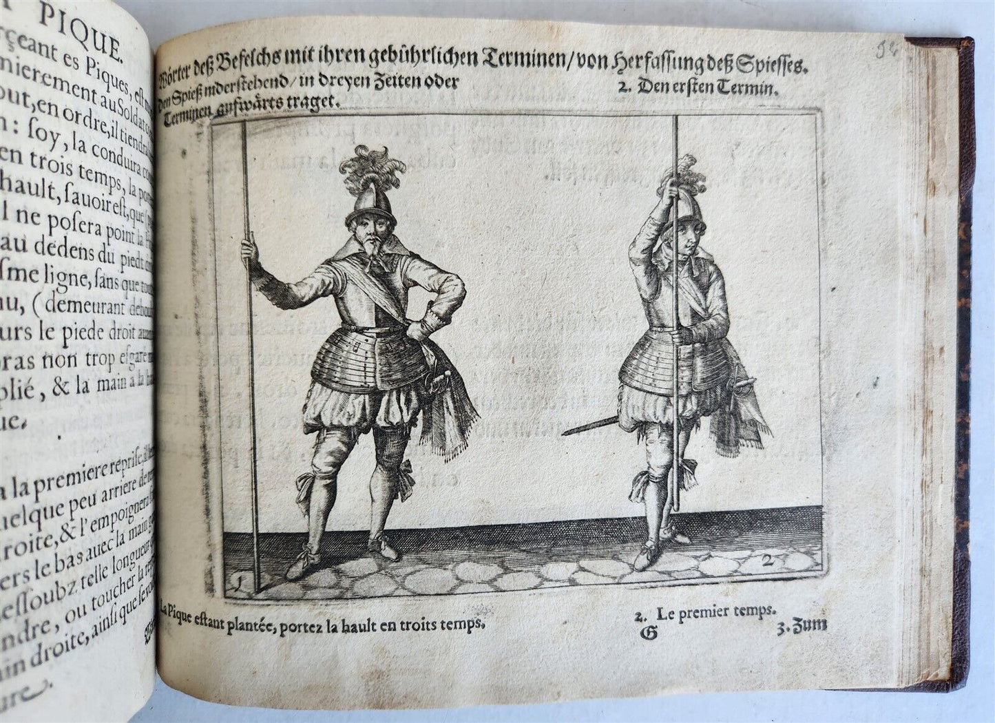 1664 ILLUSTRATED MILITARY WORK on TECHNIQUES for HANDLING MUSKET & PIKE antique
