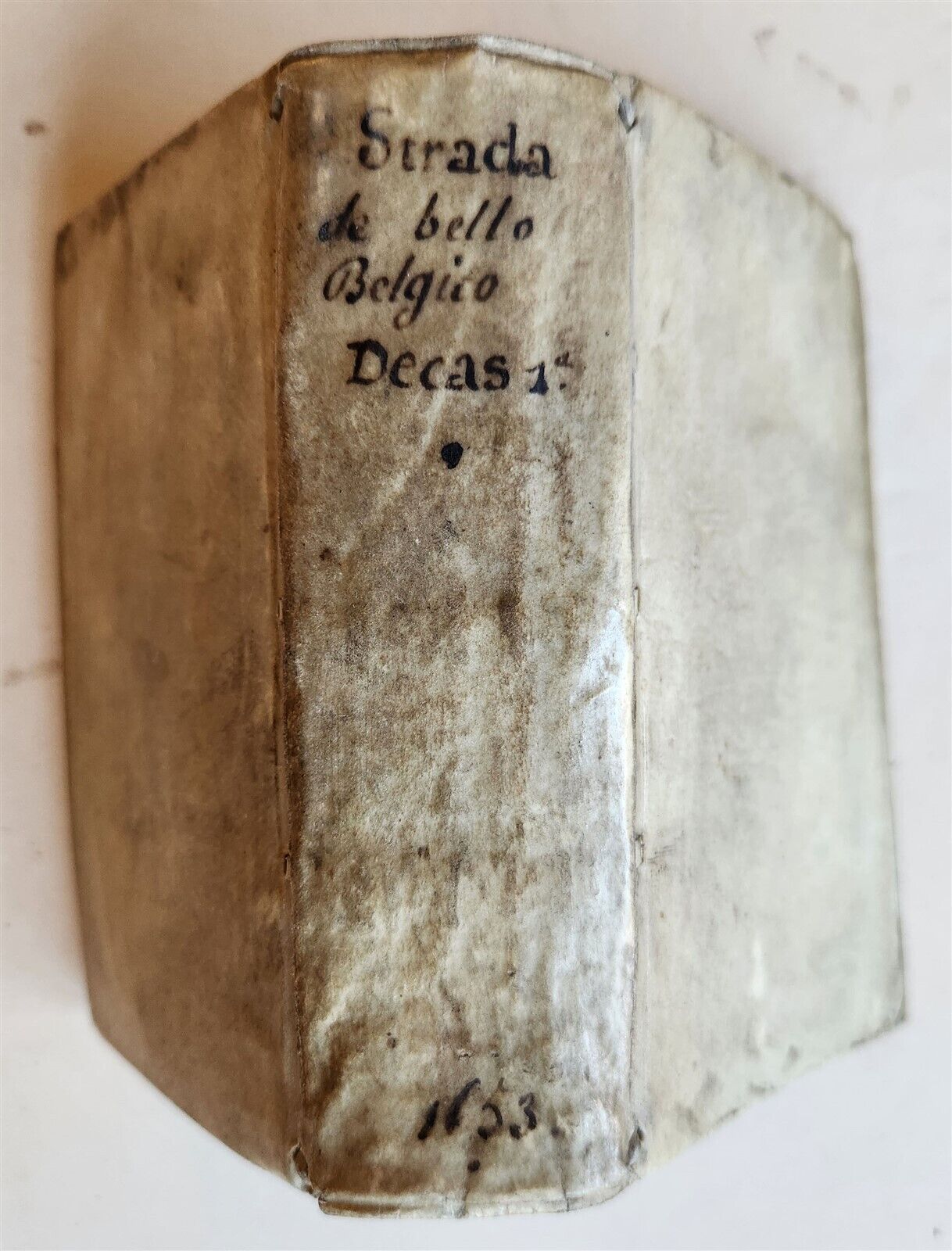 1653 BELLO BELGICO by FAMIAN STRADO antique VELLUM BOUND