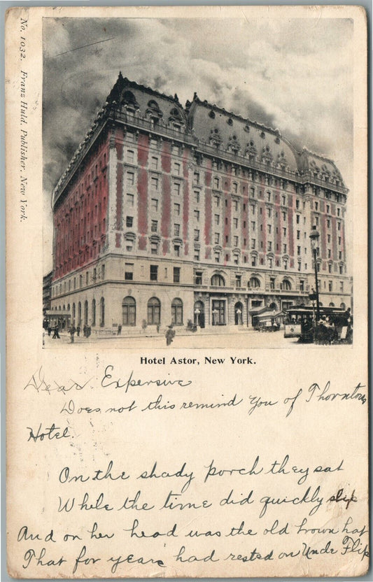 NEW YORK NY HOTEL ASTOR ANTIQUE POSTCARD
