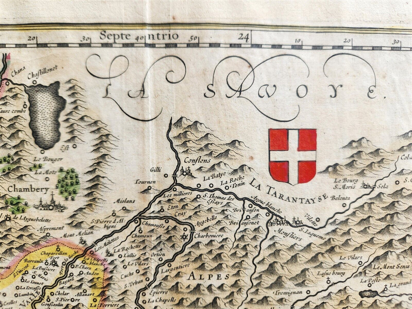 1640 MAP of FRANCE DAUPHINE PROVINCE WILLEM BLAEU antique AUTHENTIC hand colored