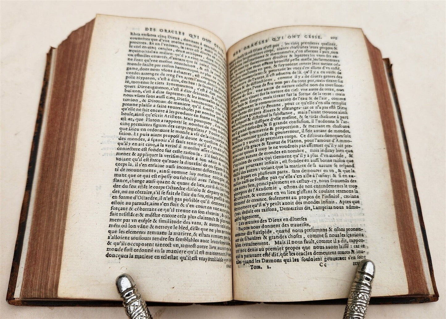 1576-1577 PLUTARCH 2 VOLUMES antique in FRENCH ANCIENT PHILOSOPHY 16th CENTURY