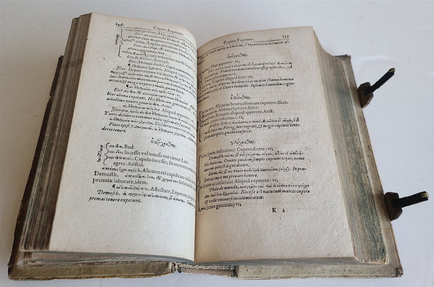 1594 CALLIGRAPHIA by Johannes Posselius antique PIGSKIN BINDING w/ CLASPS