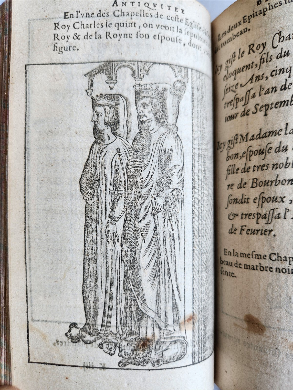 1608 HISTORICAL GUIDE to PARIS ILLUSTRATED w/ 55 WOODCUTS antique