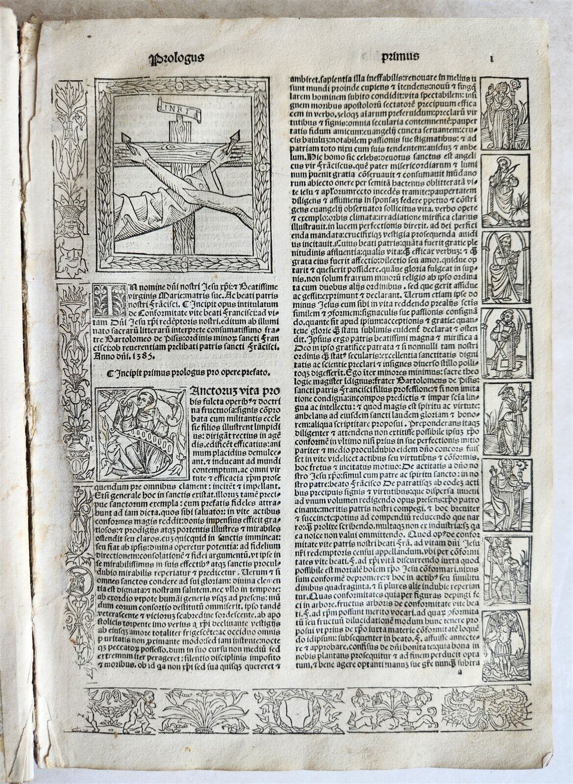 1513 POST-INCUNABULA HISTORY of FRANCISCANS ORDER antique Vellum Bound RARE