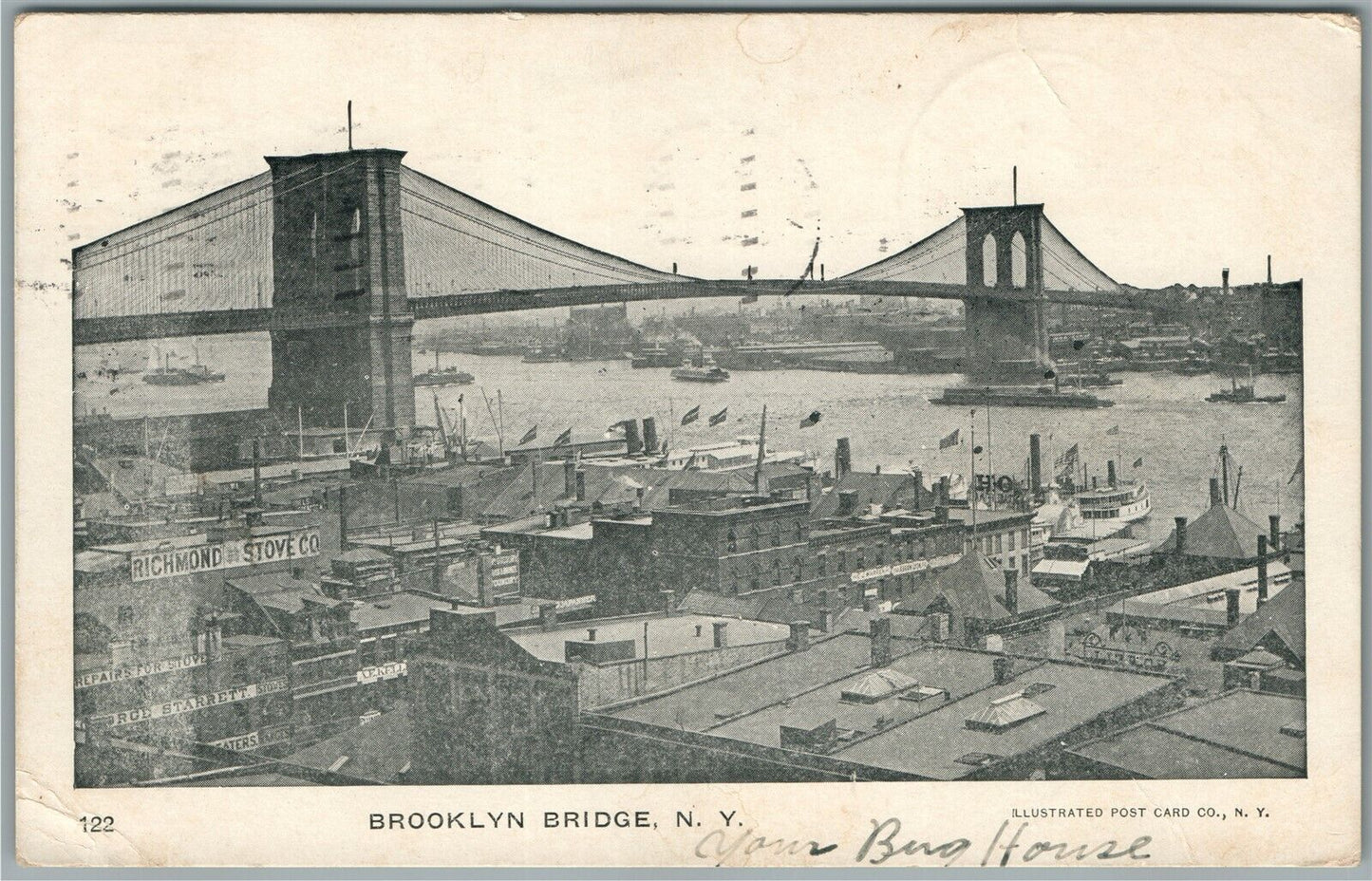 NEW YORK NY BROOKLYN BRIDGE ANTIQUE POSTCARD