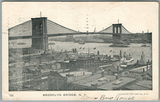 NEW YORK NY BROOKLYN BRIDGE ANTIQUE POSTCARD