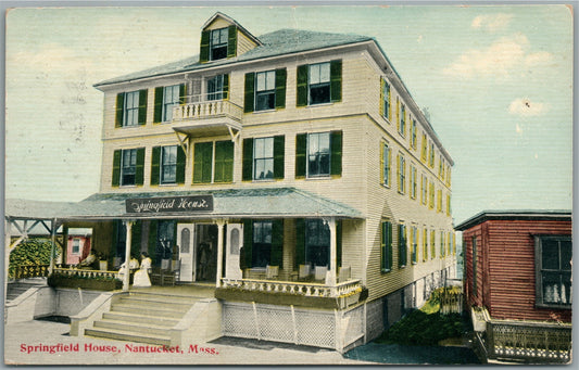 NANTUCKET MA SPRINGFIELD HOUSE ANTIQUE POSTCARD