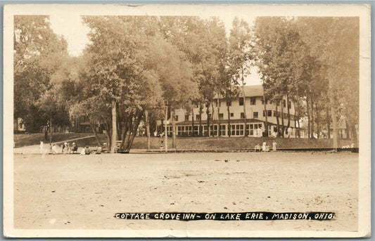 MADISON OH COTTAGE GROVE INN on LAKE ERIE ANTIQUE REAL PHOTO POSTCARD RPPC