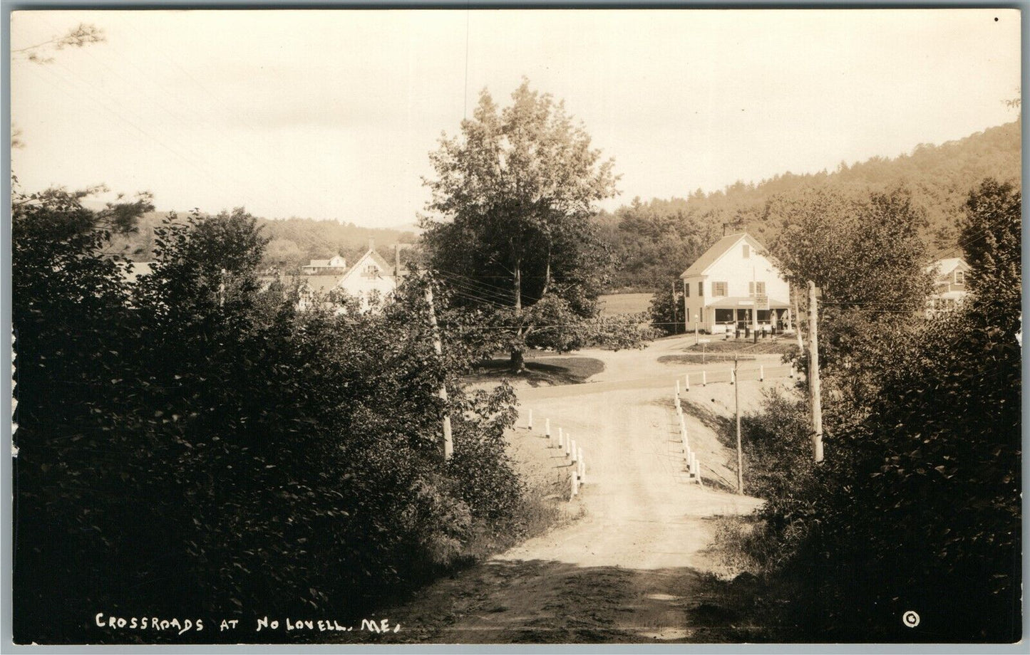 NORTH LOVELL ME CROSSING ANTIQUE REAL PHOTO POSTCARD RPPC