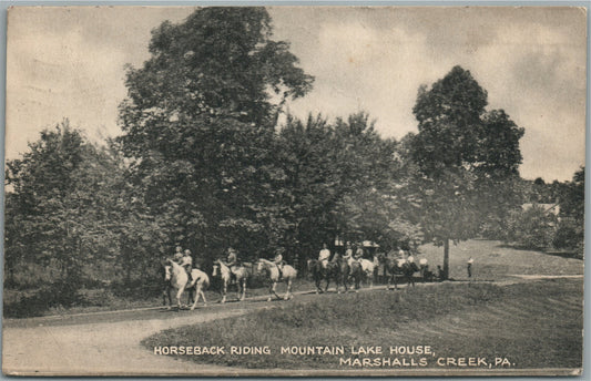 MARSHALLS CREEK PA HORSEBACK RIDING ANTIQUE POSTCARD
