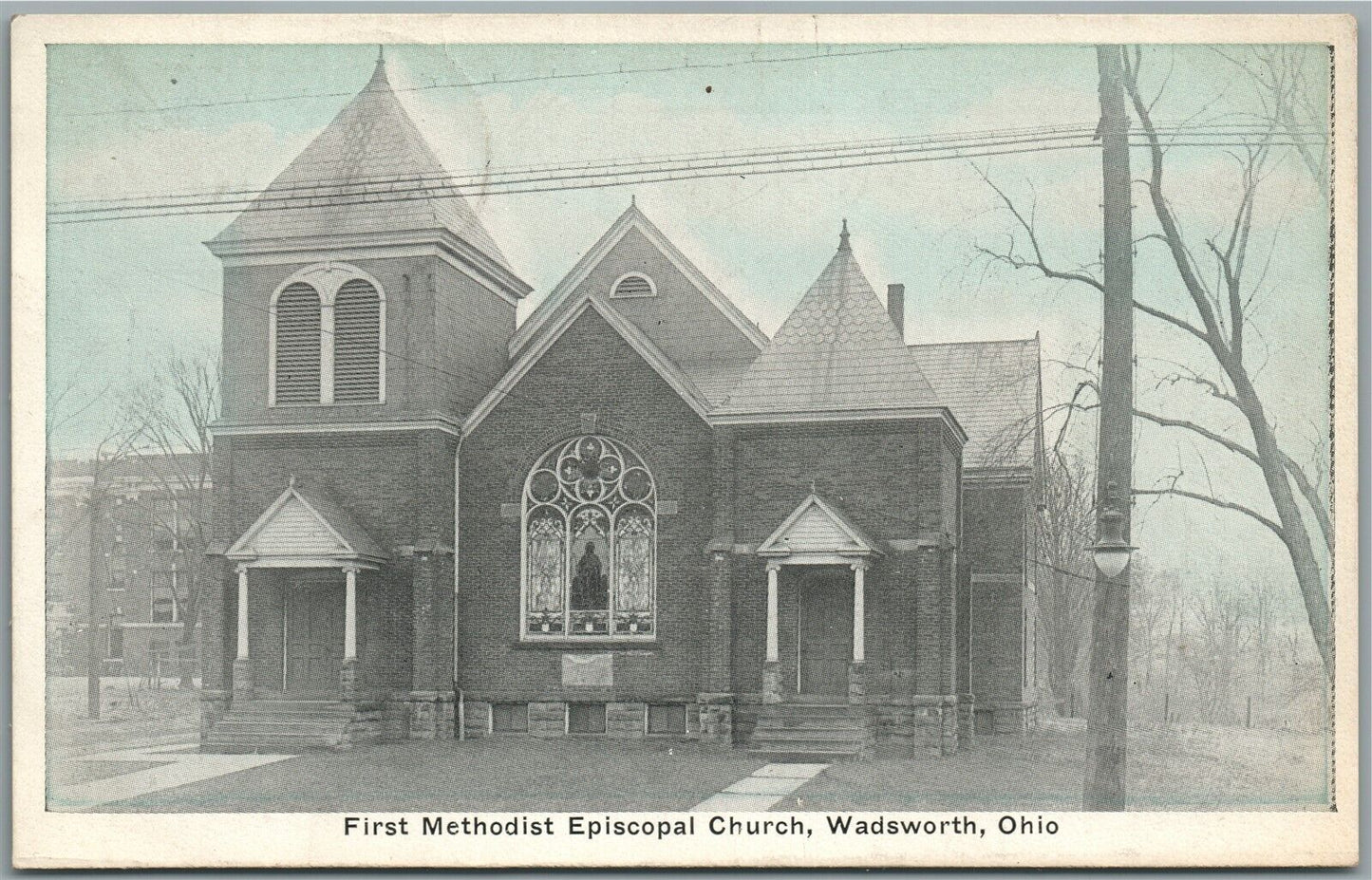 WADSWORTH OH FIRST METHODIST CHURCH ANTIQUE POSTCARD