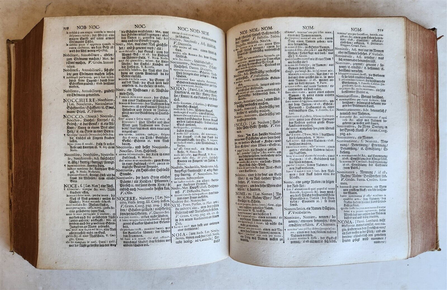1693 ITALIAN GERMAN DICTIONARY by M. CRAMER antique VELLUM BOUND