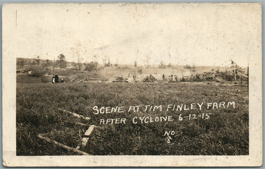 MT.STERLING WI TIM FINLEY FARM AFTER CYCLONE ANTIQUE REAL PHOTO POSTCARD RPPC