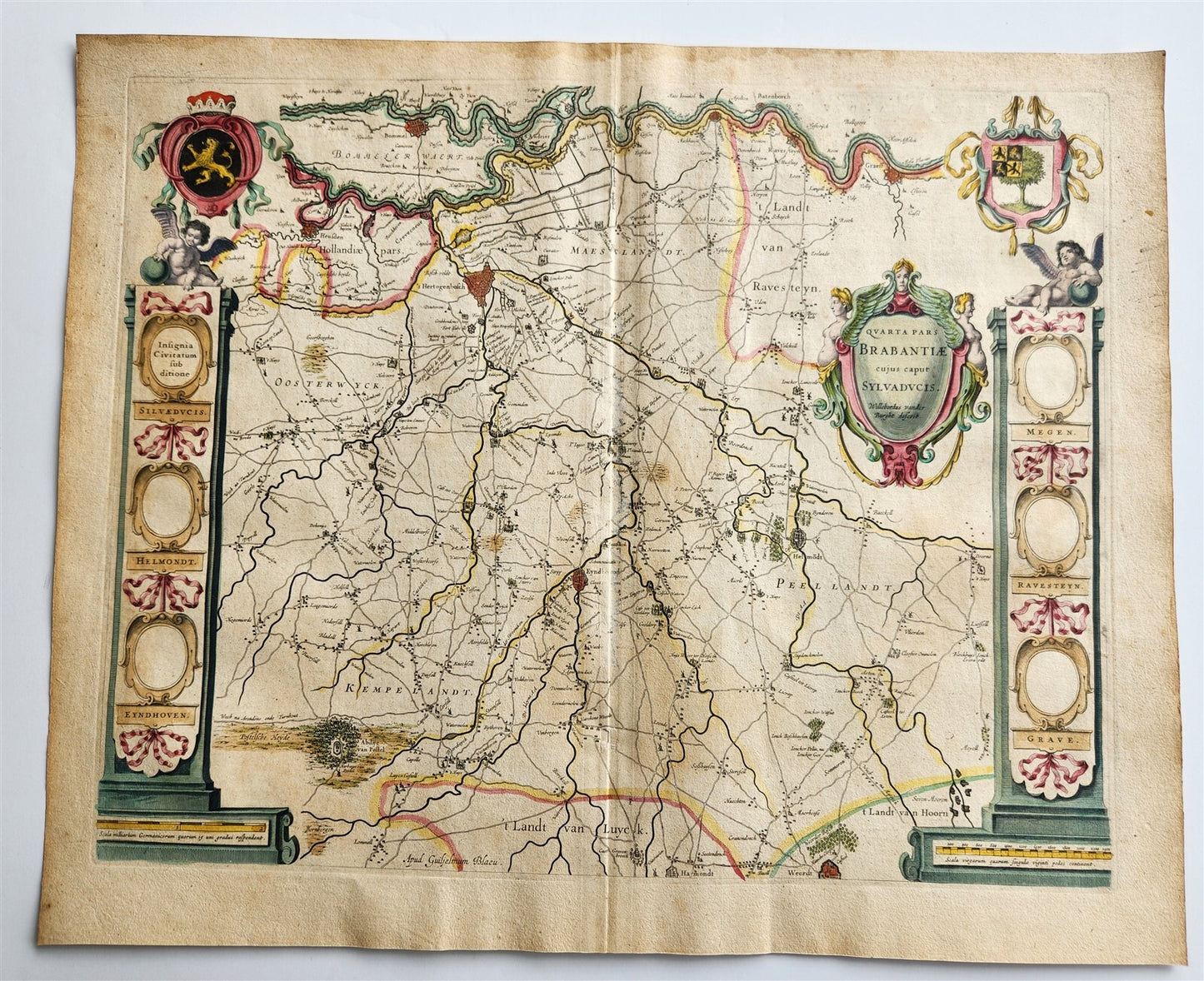 1640 MAP of Brabant SYLVADUCIS NETHERLANDS by WILLEM BLAEU antique AUTHENTIC