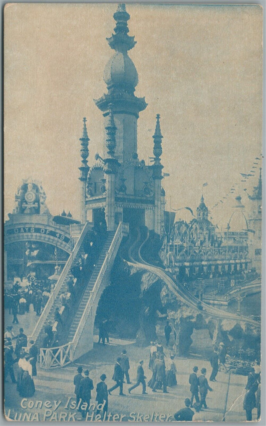 CONEY ISLAND NY LUNA PARK HELTER SKELTER ANTIQUE POSTCARD