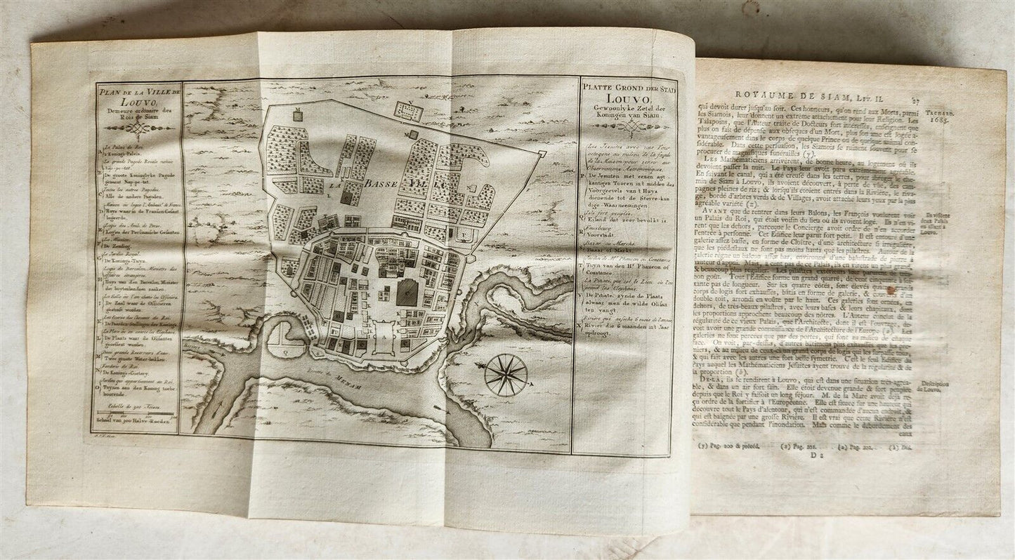 1755 TRAVELS TO EAST INDIES SIAM antique Histoire generale des voyages ILLUSTR.