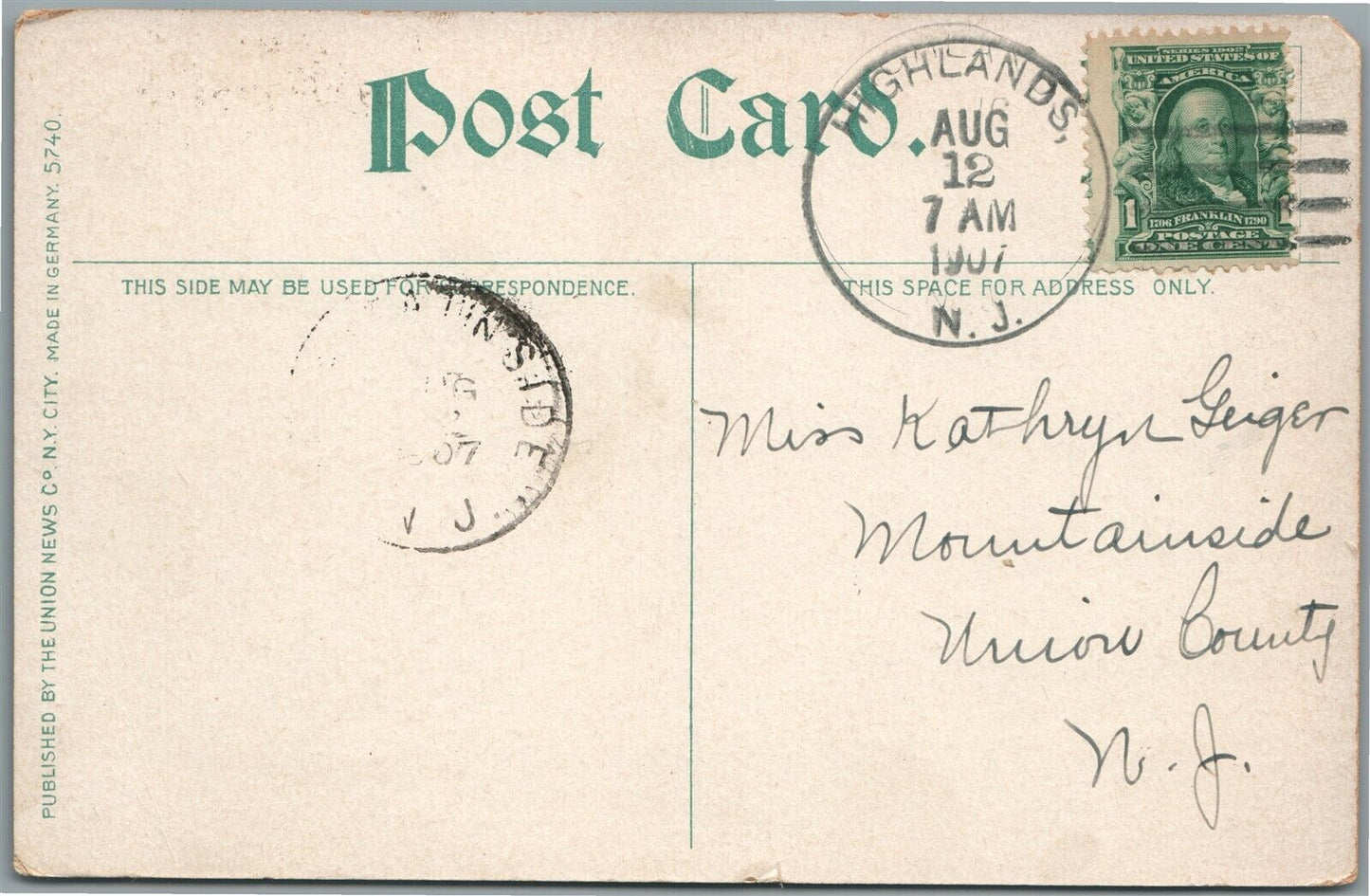 HIGHLAND BEACH NJ ANTIQUE POSTCARD