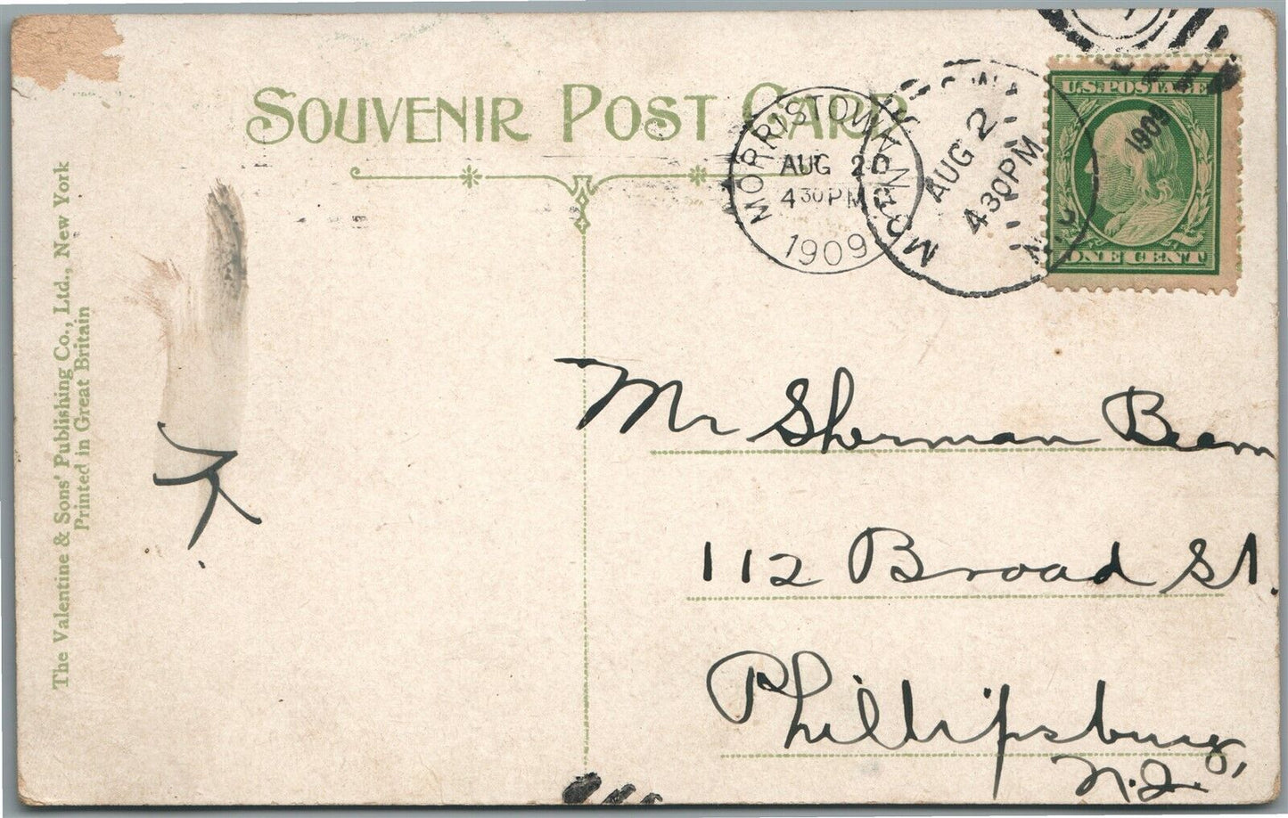 MORRISTOWN NJ MANSION HOUSE ANTIQUE POSTCARD