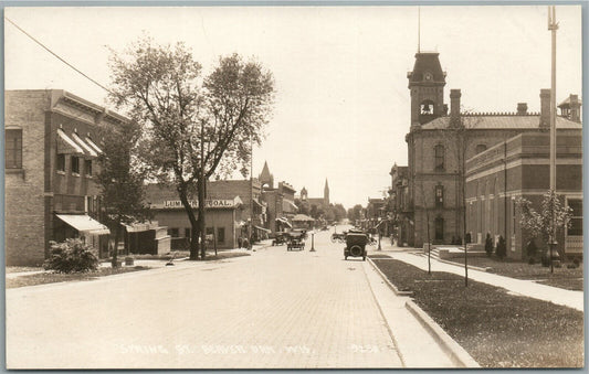 BEAVER DAM WI SPRING STREET ANTIQUE REAL PHOTO POSTCARD RPPC