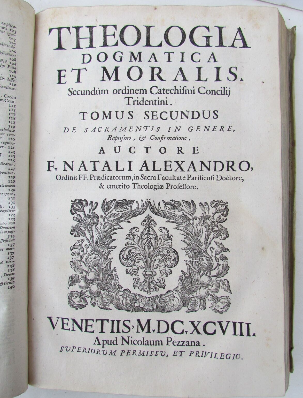 1698 2 VOLUMES ANTIQUE VELLUM FOLIOS 9.5 x 13.5'' THEOLOGIA DOGMATICA