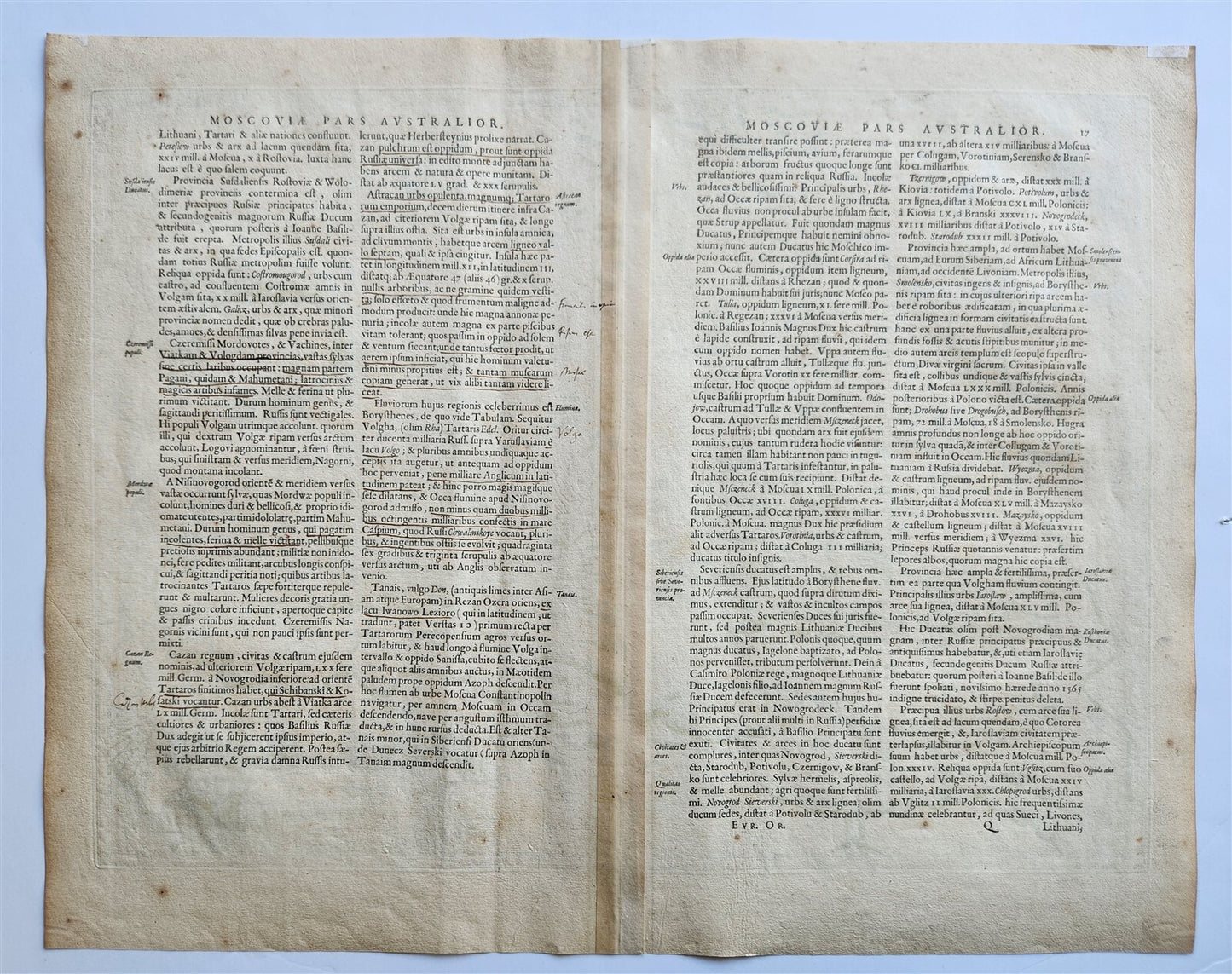1640 RUSSIA MOSCOVIA MAP by WILLEM BLAEU antique AUTHENTIC hand colored