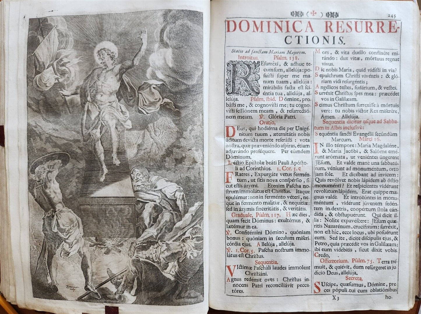 1743 MISSALE ROMANUM antique NICELY DECORATED FOLIO illustrated