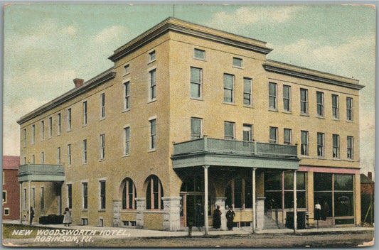 ROBINSON IL WOODSWORTH HOTEL ANTIQUE POSTCARD