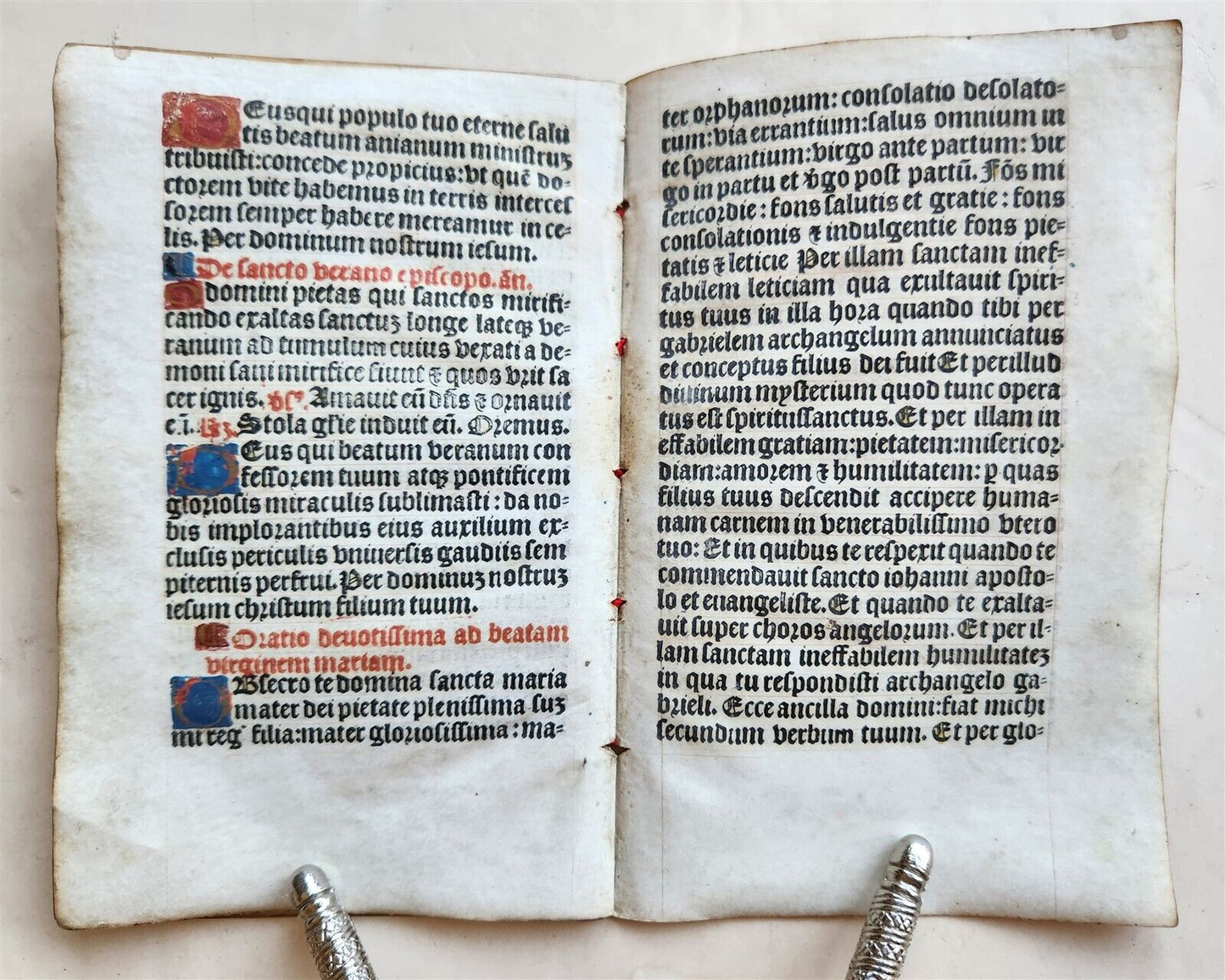 1519 BOOK OF HOURS PRINTED on VELLUM FRAGMENT antique POST-INCUNABULA scarce