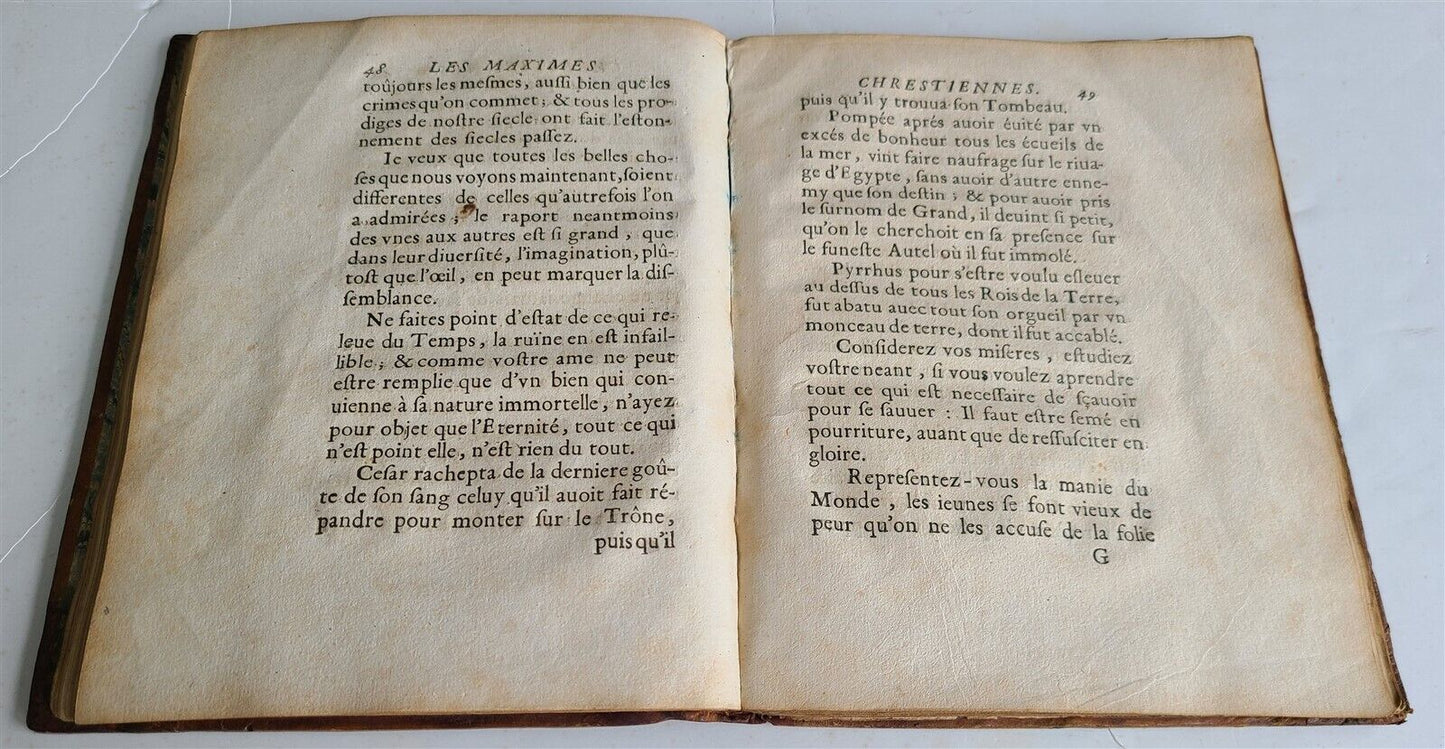 1661 AMAZING BINDING MORAL & POLITICAL MAXIMS by J.P. de la Serre FRENCH antique