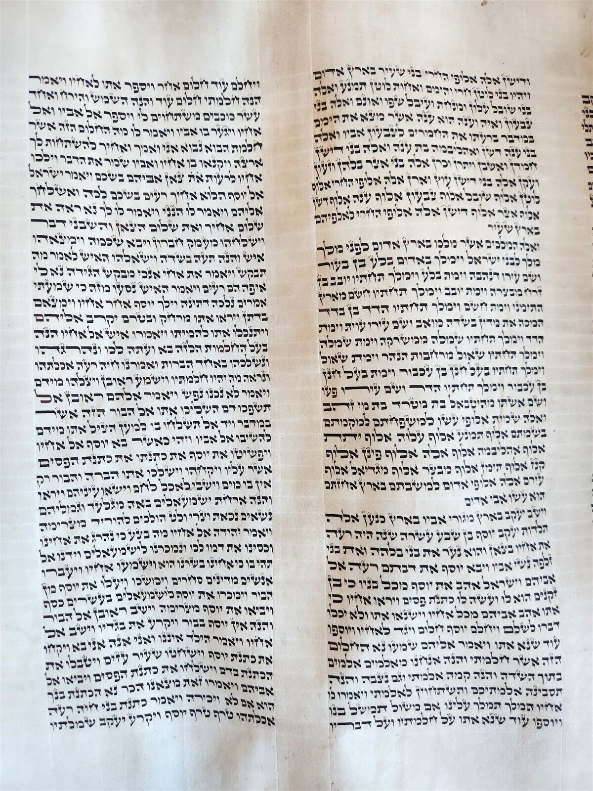 TORAH SCROLL large FRAGMENT MANUSCRIPT VELLUM antique BIBLE GENESIS 32:3-47:18