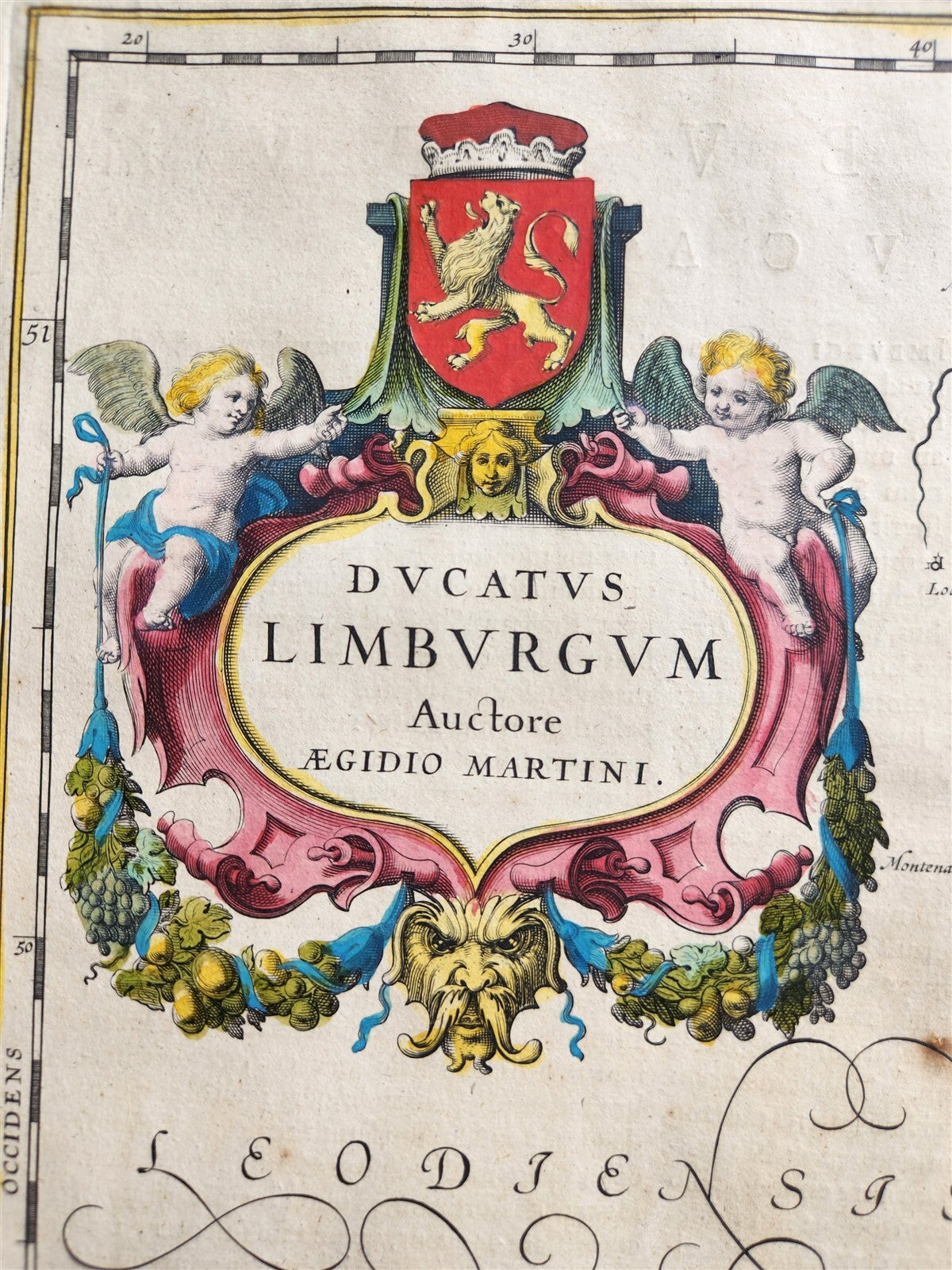 1640 MAP of LIMBURG NETHERLANDS by WILLEM BLAEU antique AUTHENTIC hand colored