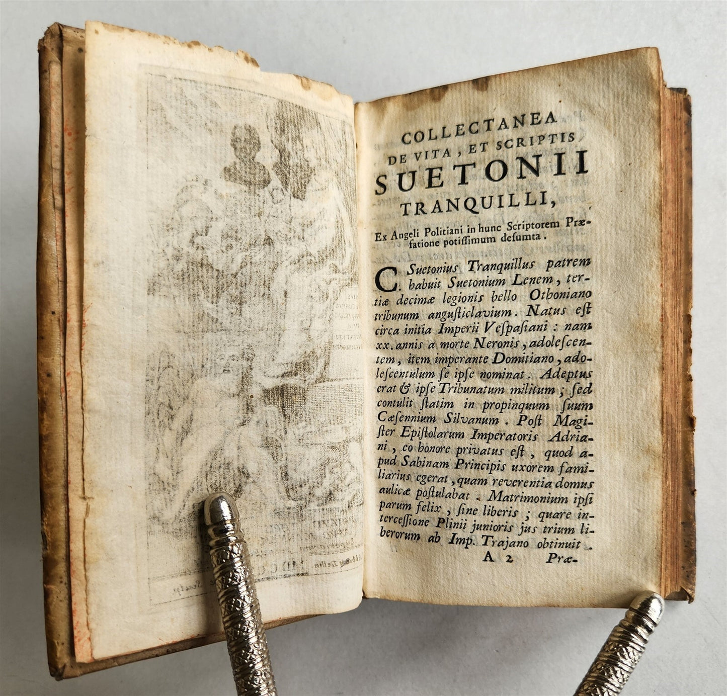 1714 CUM ANOTATION DIVERSORUM by SUETONIUS antique vellum bound