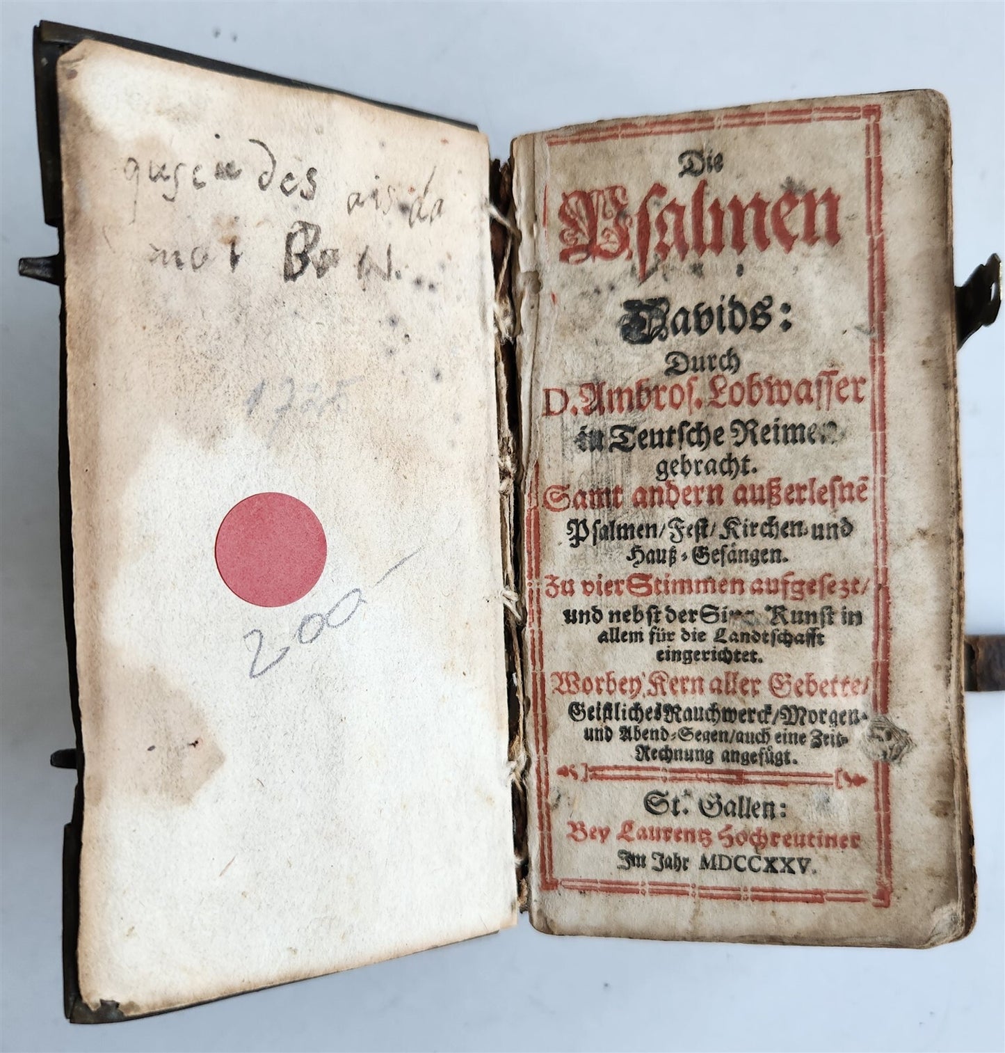 1725 PSALMS of DAVID antique UNUSUAL UNIQUE BINDING w/ BRASS FITTINGS rare