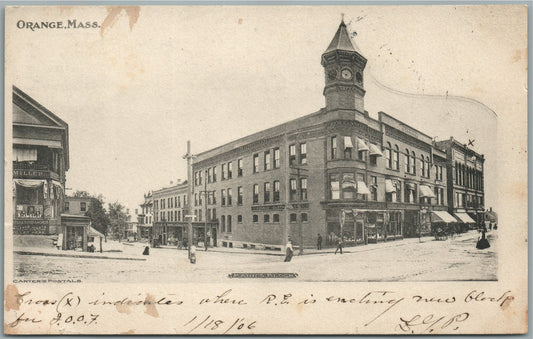 ORANGE MA MANN'S BLOCK ANTIQUE POSTCARD