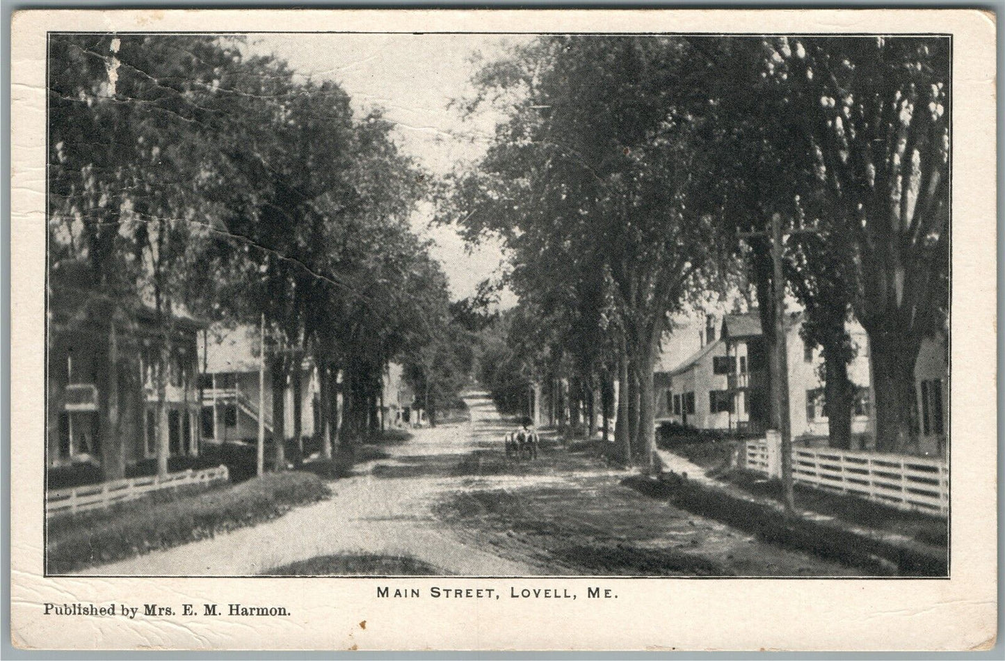 LOVELL ME MAIN STREET 1910 ANTIQUE POSTCARD