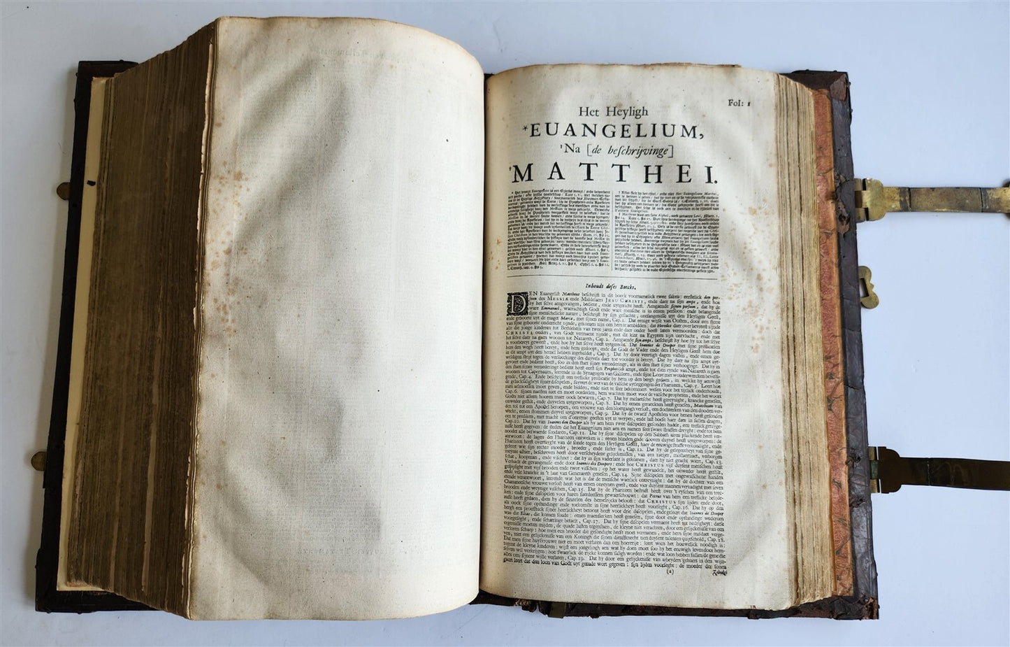 1702 BIBLE in DUTCH MASSIVE FOLIO antique ILLUSTRATED w/6 MAPS incl. WORLD'S MAP