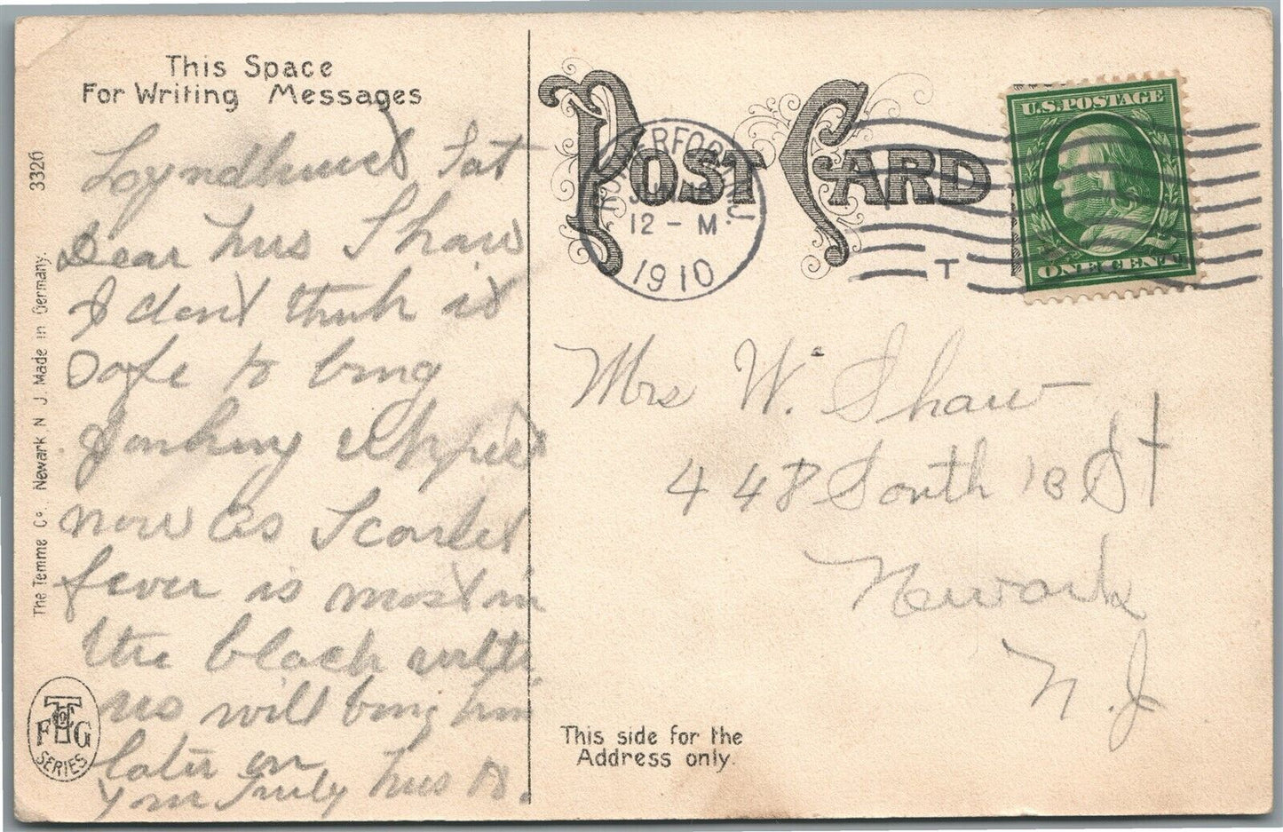 LYNDHURST NJ PUBLIC SCHOOL ANTIQUE POSTCARD