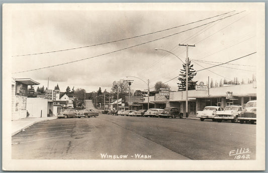 WINSLOW WA STREET SCENE VINTAGE REAL PHOTO POSTCARD RPPC