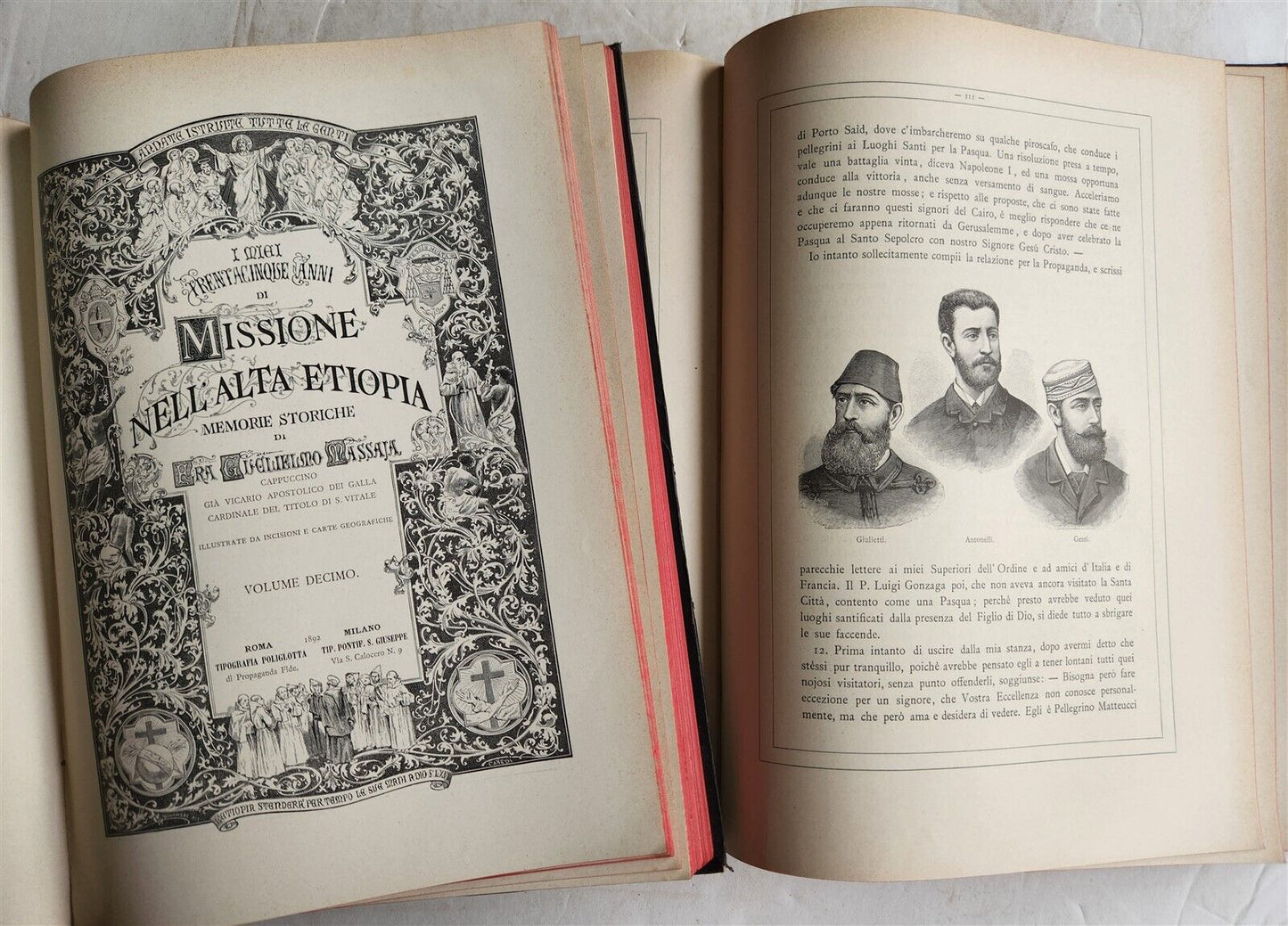 1885 TRAVELS in ETHIOPIA AFRICA in ITALIAN 6 FOLIO VOLUMES antique ILLUSTRATED