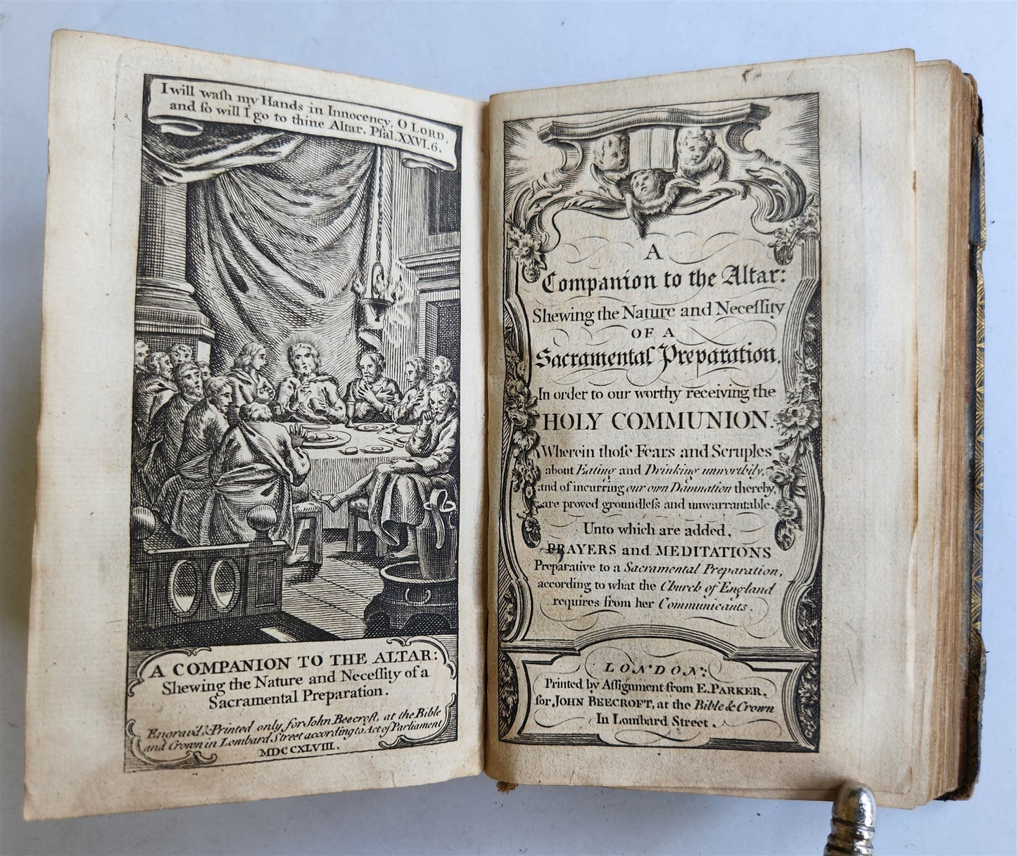 1750 BOOK of COMMON PRAYER w/ PSALTER or PSALMS of DAVID antique in ENGLISH