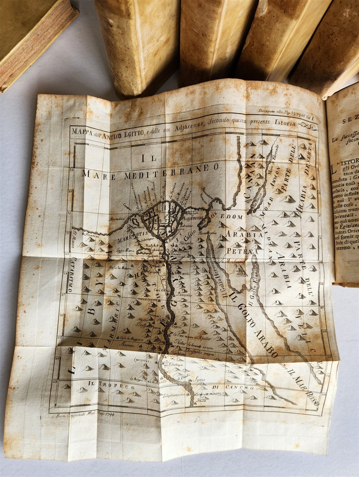 1741 UNIVERSAL HISTORY 7 VOLUMES antique ILLUSTRATED w/ MAPS in ITALIAN vellum