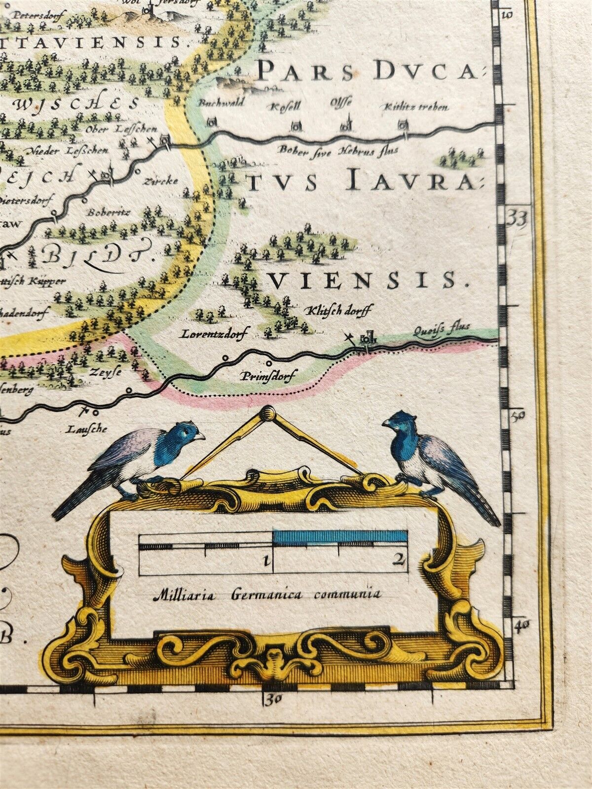 1640 MAP of GERMANY POLAND GLOGOW SILESIA by WILLEM BLAEU antique AUTHENTIC