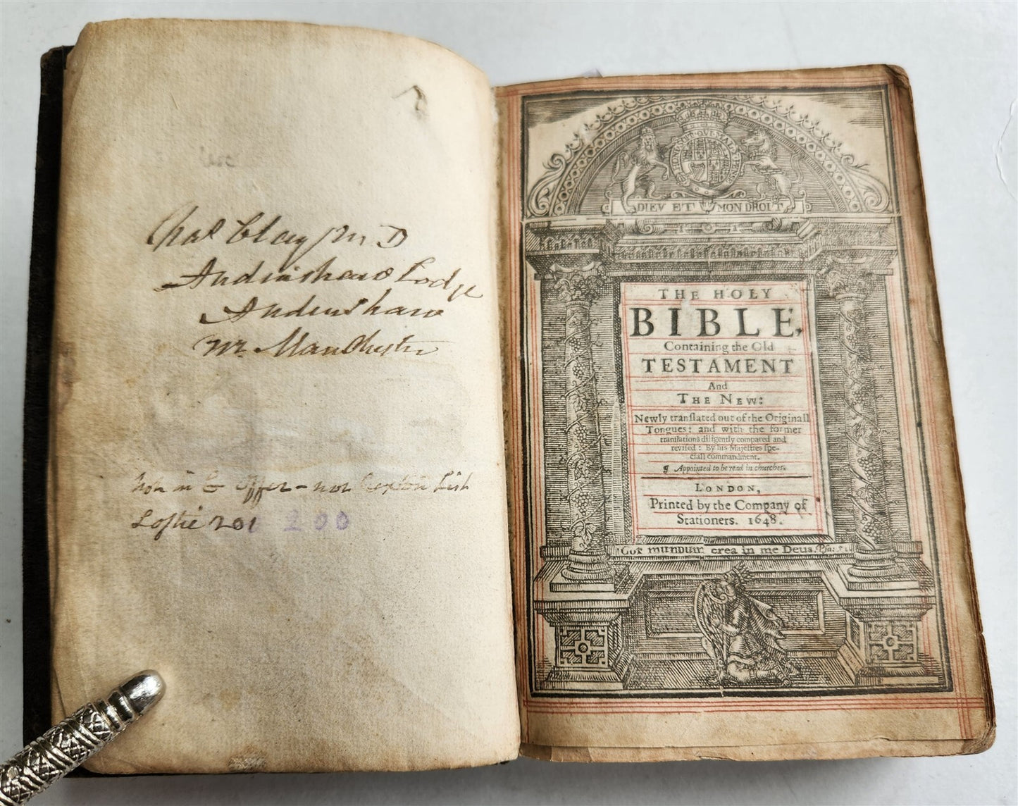 1648 BIBLE ENGLISH antique Old & New Testament London: Company of Stationers