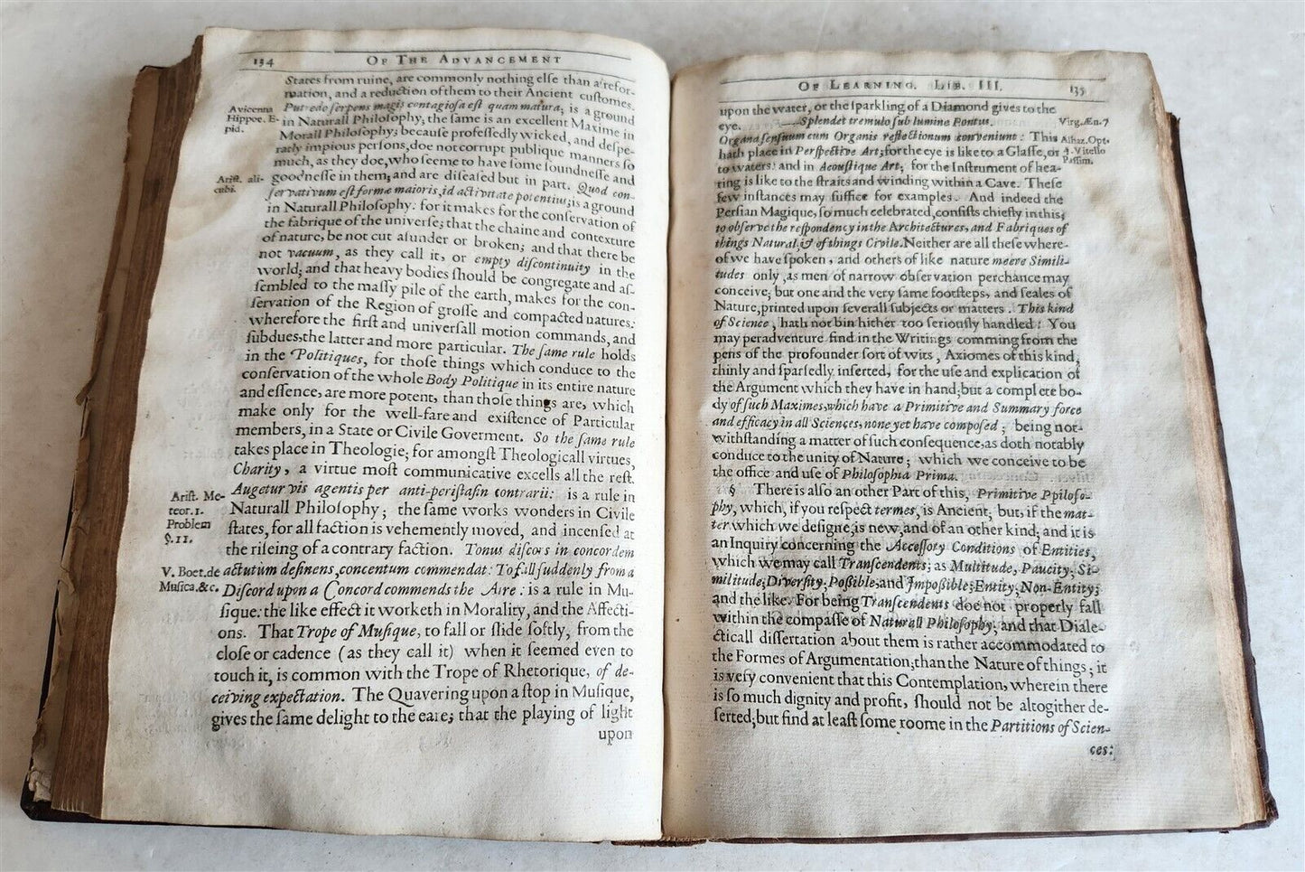 1640 FRANCIS BACON in ENGLISH antique Partitions of Sciences