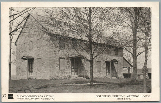 BUCKS CO. PA ARNOLD BROS. SOLEBURY FRIEND'S MEETING HOUSE ANTIQUE POSTCARD #97