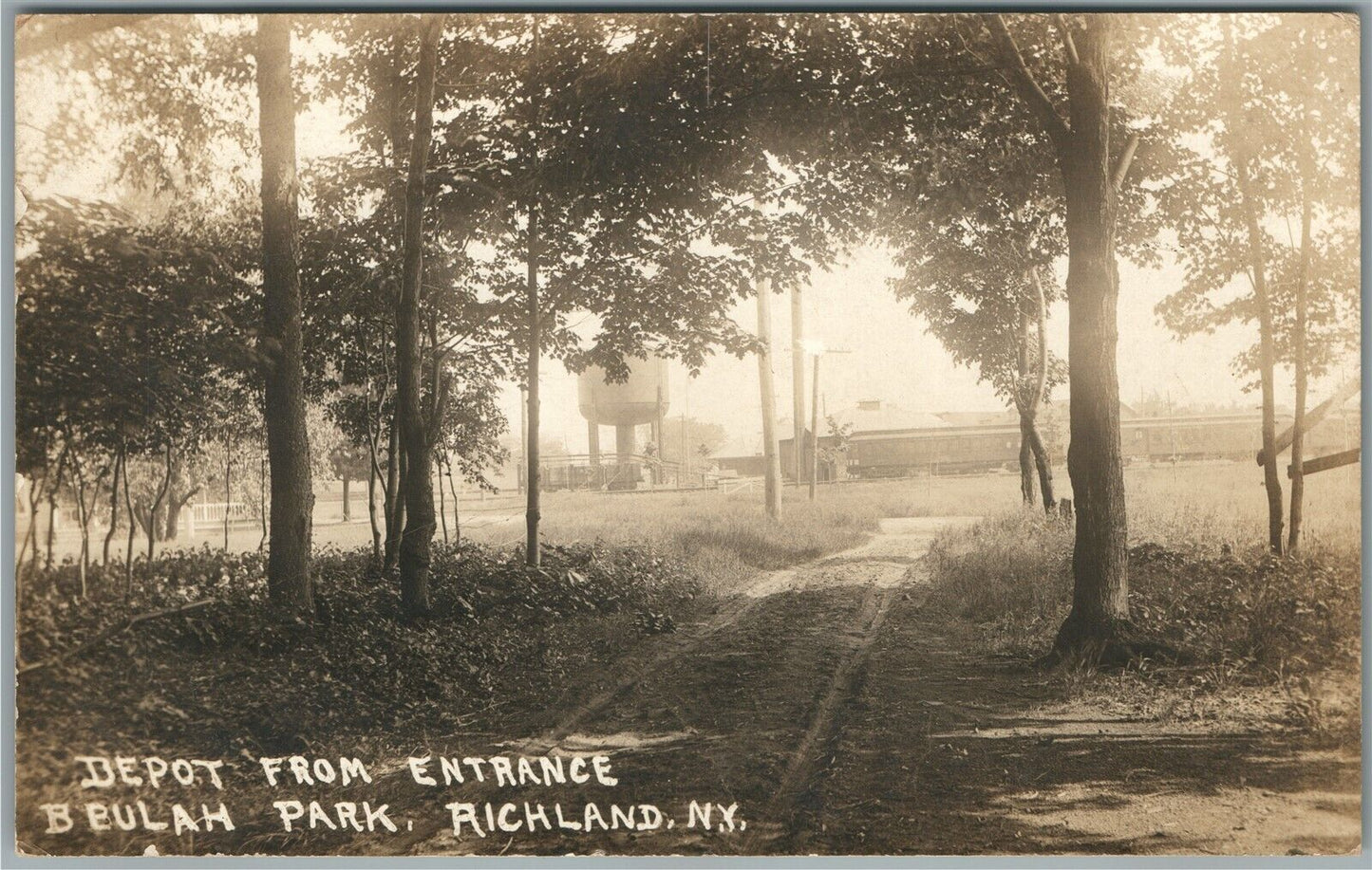 RICHLAND NY RAILROAD STATION RAILWAY DEPOT ANTIQUE REAL PHOTO POSTCARD RPPC